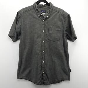 Patagonia Shirt Mens Large Gray Organic Cotton Short Sleeve Button Down Collar